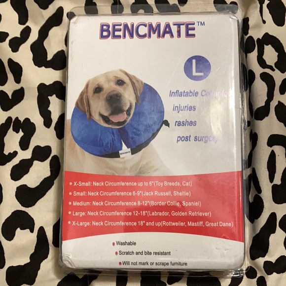 Last chance! BENCMATE Inflatable Dog Collar Size Large Color Blue